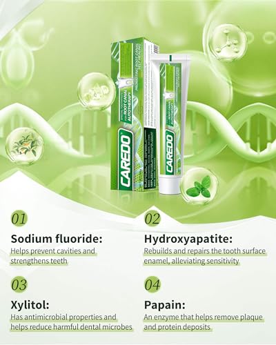 CAREDO Gum Repair & Tooth Restoration Toothpaste Set, Hydroxyapatite Fluoride Free Toothpaste for Receding Gums, Periodontitis, Root Canal Discomfort & Pulpitis Relief, for Sensitive Teeth, 2-Pack
