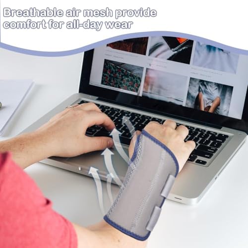 NuCamper Wrist Brace for Carpal Tunnel Relief, Adjustable Wrist Support Splint Hand Brace for Men Women, Wrist Stabilizer Night Support for Pain Relief,Tendinitis,Arthritis(Right and Left Hands, L/XL) Gray/Navy-Left&Right Hand（Pack of 2）