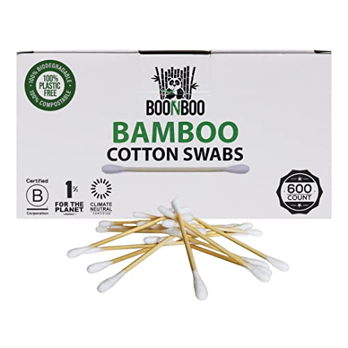 BOONBOO Bamboo Charcoal Dental Floss + 2pcs Refill + 600ct Cotton Swabs + Toothbrushes