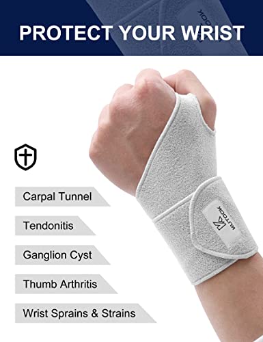 KUTOOK 2 Packs Wrist Wraps Adjustable Compression Strap and Wrist Brace Sport Support for Fitness, Weightlifting, Workout, Training, Gym, Yoga, Pain Relief, Fit for Men and Women Grey