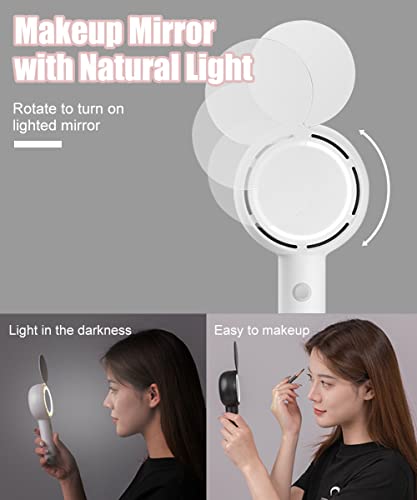 3-In-1 Mini Handheld Fan with Mirror for Makeup, Portable Makeup Fan Black