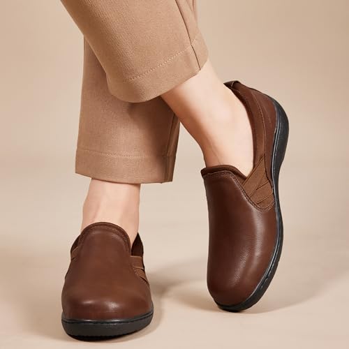 UZB Orthopedic Loafers for Women Slip on Shoes Comfortable Casual Dress Shoes with Memory Foam 6.5 Brown