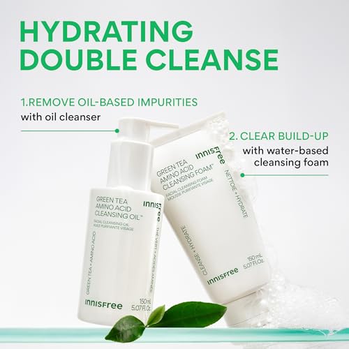 innisfree Green Tea Amino Acid Cleansing Foam, Sulfate-Free Hydrating Korean Face Wash, Gentle Lather, pH-Balanced Skincare 2 Pack