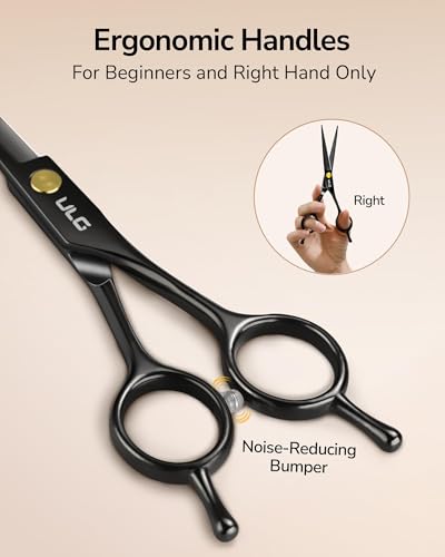 Hair Cutting Scissors Thinning Shears Kit ULG Professional Barber Hairdressing Texturizing Salon Razor Edge Scissor Japanese Stainless Steel 6.5 inch BLK BLK scissors kit