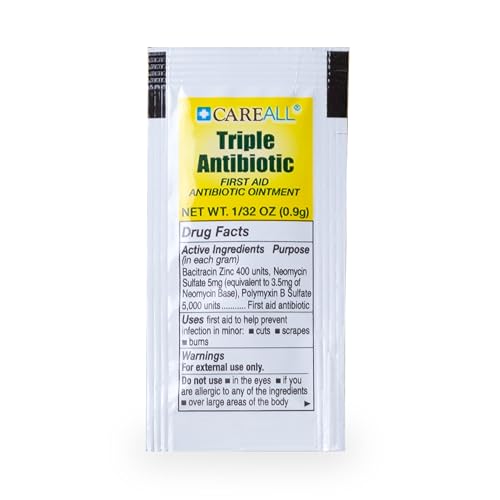 CareAll Triple Antibiotic Ointment (144 Pack), 0.9gr Foil Packet. First Aid Ointment That Prevents Infection in Minor Cuts, Scrapes, and Burns 0.9 Gram (Pack of 144)
