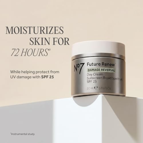 No7 Future Renew Damage Reversal Face Cream with SPF 25 - Anti Aging Face Moisturizer with Skin Firming Benefits - Formulated with Peptide Technology to Protect, Repair & Intensely Hydrate (1.69 Oz) 1.69 Ounce (Pack of 1)