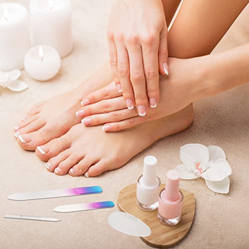 Zhehao 6 Pcs Glass Nail File and Nail Shiner Set Manicure, Rose Red