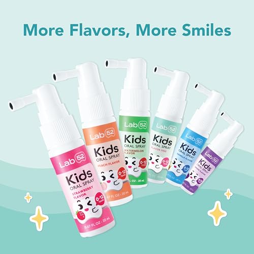 LAB52 Kids Oral Spray, Toothpaste Helper, Xylitol (Strawberry & Grape) Strawberry+Grape