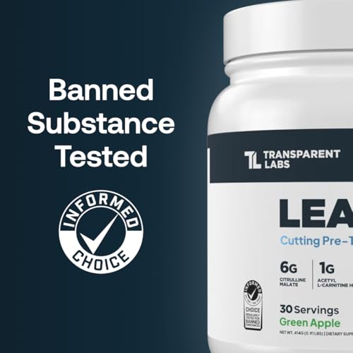 Transparent Labs Lean Pre-Workout - Body Recomposition Pre Workout for Men and Women with Acetyl L-Carnitine, Beta Alanine Powder, & PurCaf Organic Caffeine Powder - 30 Servings, Blue Raspberry