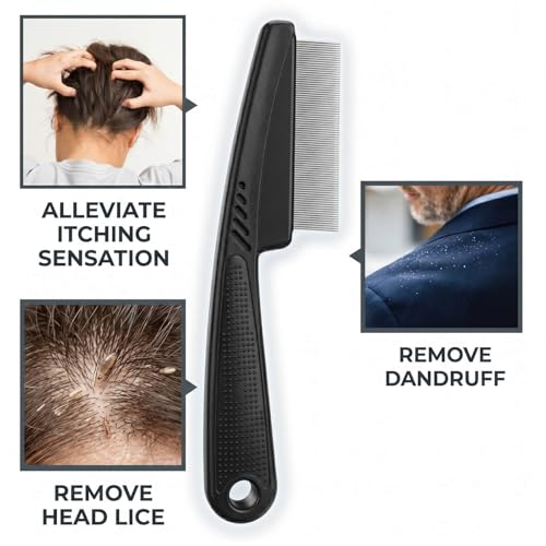 Yumflan 1.0mm Fine Tooth Stainless Steel Dandruff Comb