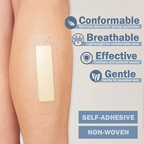 EVERLIT Care Silicone Foam Dressing with Adhesive Border | Highly Absorbent Hypoallergenic Bandages for Chronic Wounds, Bed Sores, Pressure Ulcers | Gentle & Secure Adhesion (2" x 5" | 10 Pack) 2" x 5" | 10 Pack