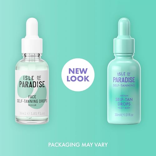 Isle of Paradise Self Tanning Face & Body Drops- Self Tanner Drops for a Natural Bronze, Long-lasting Tan, Cruelty Free, Fragrance Free & Dermatologist-Approved, 1.01 fl. oz Medium