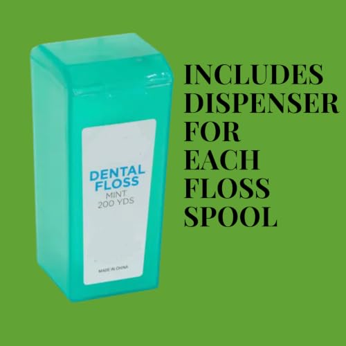 Mint Waxed Dental Floss Bulk Spool 3 Pack, 200 yd Each, Includes Dispenser