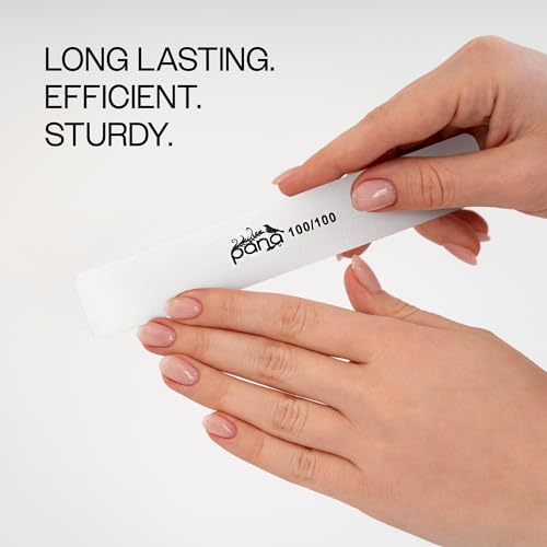 10pcs - PANA Jumbo Double-Sided Emery Nail File for Manicure, Pedicure, Natural, and Acrylic Nails - White (Grit 180/180) Grit (180/180) White (Jumbo)