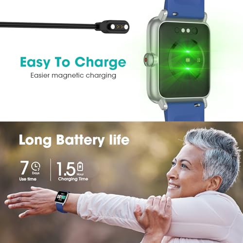 Pedometer Watch Senior Friendly No App No Phone Required, Fitness Tracker Blue