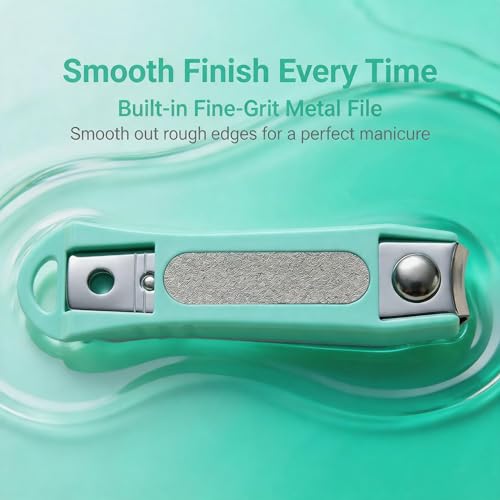 PAFASON Nail Clipper Set Glass Nail File Fingernail and Toenail Cutter Medium Light Green