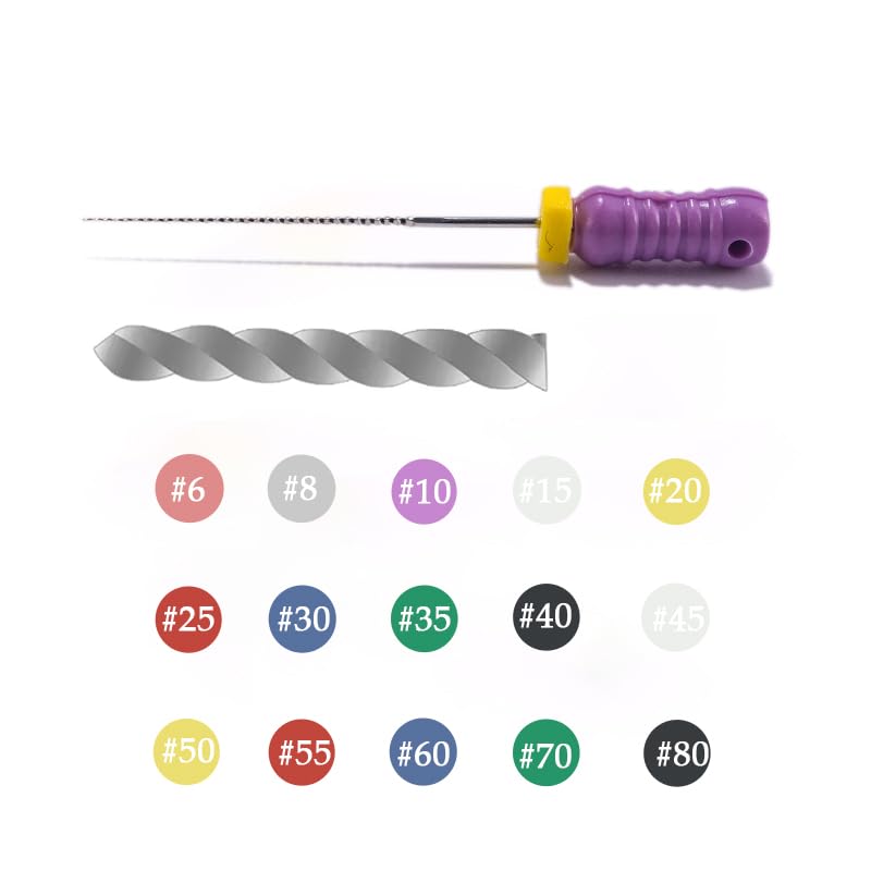 K Files Dental 25MM Root Canal Cleaner Hand Use Files 6PCS for Endodontic Treatment (3Packs #20) 3Packs #20