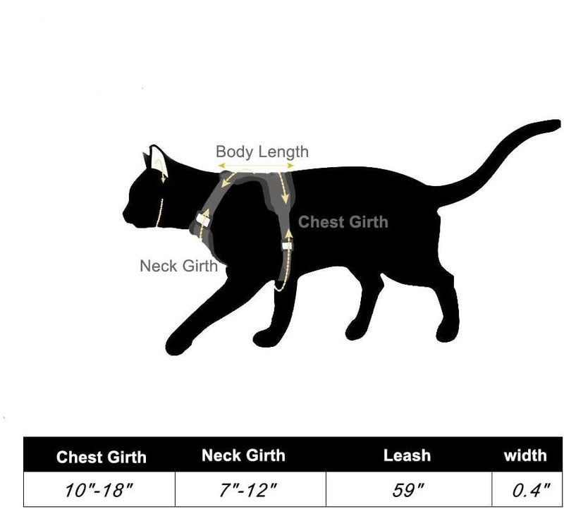 Cat harness with leash adjustable reflective harness for cat escape-proof chest strap with safety buckle cat harness for walks cat vest black for medium and large kittens black with star - BeesActive Australia