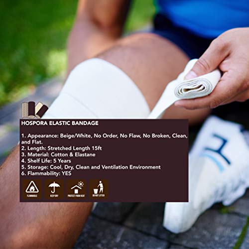 Hospora Thick Latex-Free Compression Cotton Elastic Bandage (4 inches, 5 Rolls) 4 Inch (Pack of 5)