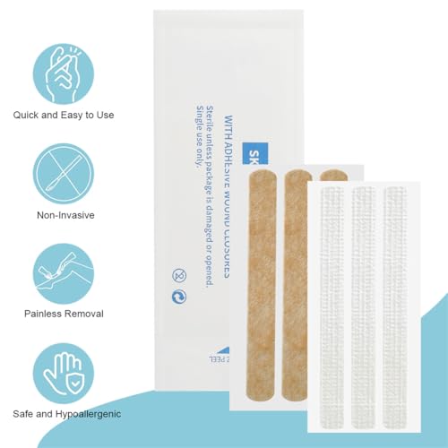 Wound Closure Strips 24 Steri Skin Closures Strip Breathable Sutures Bandage Stitch-Free Wound Repair, 12x100mm M