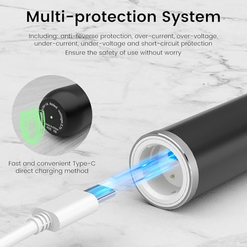 Phisco Sonicare Electric Toothbrush for Adults: 2 Brush Head&Travel Case