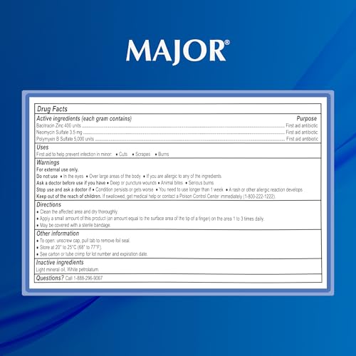 MAJOR Triple Antibiotic Ointment, Original Strength Formula, 1 Oz Tube