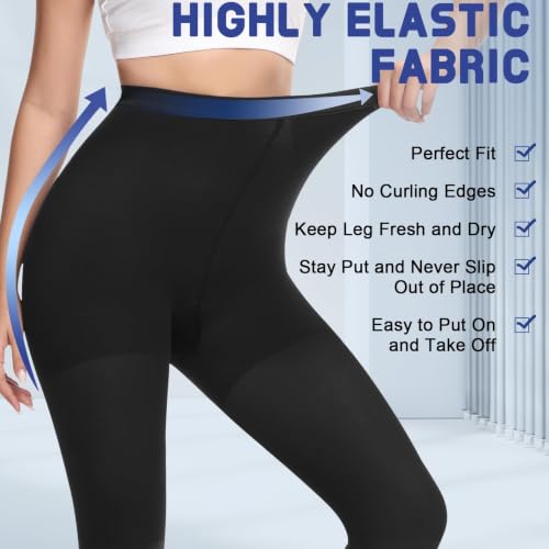 beister Compression Leggings, Medical 20-30 mmHg Open Toe Waist-High Tights Black X-Large