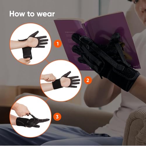 Neofect Finger Splint for Spastic Fingers Medium Right - Stroke Recovery Equipment , Finger exerciser, hand strengthener, finger regabilitation gloves, stroke hand splint, finger straightener, finger exetension exerciser, radial nerve palsy splint
