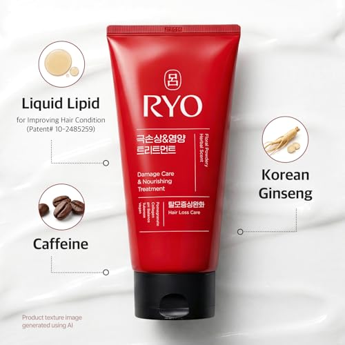 RYO Damage Care & Nourishing Treatment with Korean Ginseng & Caffeine - Deep Conditioning Mask for Repair and Moisturizing, Anti Loss Care, Strengthening hair roots, 10 Fl Oz. Damage Care & Treatment