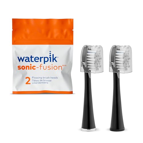 Waterpik Sonic-Fusion Full Size Replacement Brush Heads 2 Count Black and White