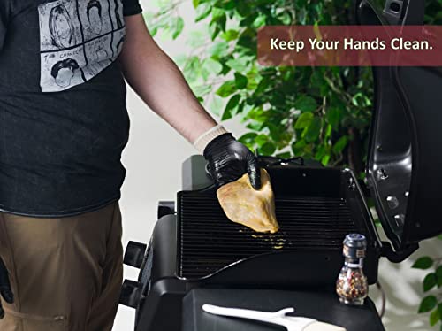 Nechtik BBQ Gloves 4 Cotton Glove Liners and 100 Disposable Gloves Washable Cotton Liners Powder Latex Free Nitrile Gloves Large