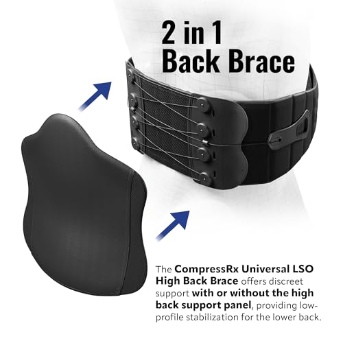 CompressRx High Back Brace, 2-in-1 Lumbar Support, Small-4XL One Size