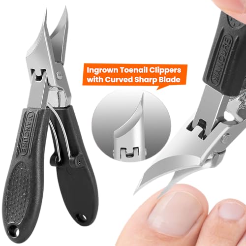 Toenail Clippers for Thick Toenails for Seniors, Angled Head Large Toe Nail Clippers Set for Men, Heavy Duty Ingrown Toenail Clippers Long Handled, Ultra SharpSlanted Nail Cutter