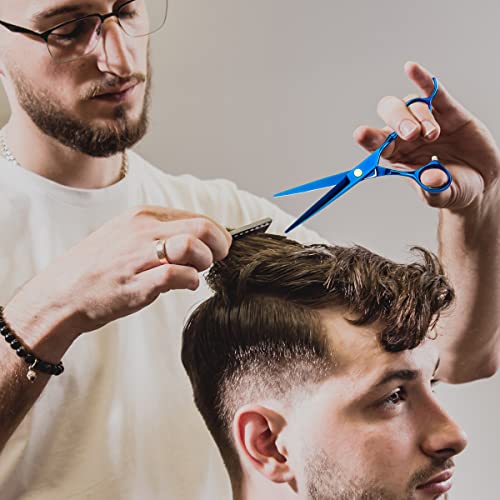 Professional Hair Cutting Scissors Sets Stainless Steel Barber Hairdressing Scissors Multifunctional Salon Thinning Scissors Straight Shears Tools for Men Women Home Use (Blue) Blue