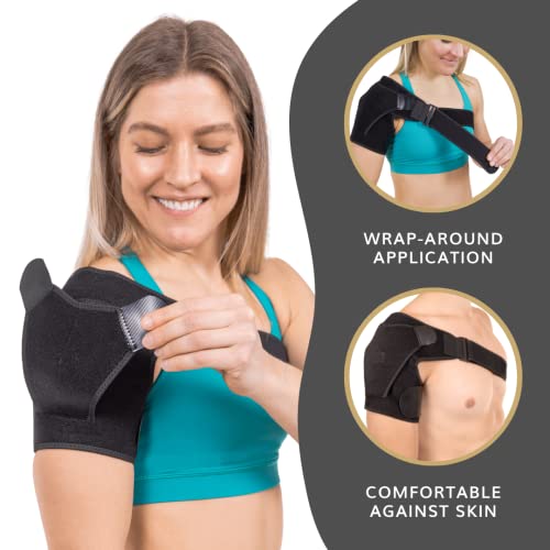 BraceAbility Shoulder Support Brace - Copper Arm Immobilizer Compression Sleeve for Torn Rotator Cuff, Labrum Tears, Bursitis, Impingement Injury Treatment, Dislocation Relief for Men and Women (S/M) S/M
