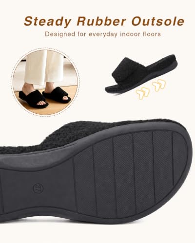 Orthopedic Slippers for Women Adjustable Arch Support House Slippers 8 Black