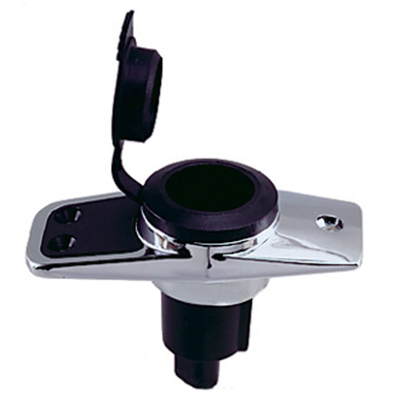 Perko 1060PB0DP Chrome-Plated 2-Pin Plug-in Light Base with 5° Rake - 3.75" x 1.75" Base , black - BeesActive Australia