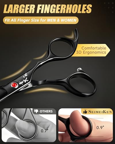 Hair Cutting Scissors Kit, 6.5" Barber Scissors Set (Black)