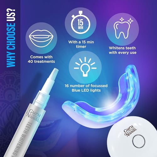 GuruNanda Whitening On-the-Go Bundle – Professional LED Teeth Whitening Kit & 70ct Disposable Pre-Pasted Toothbrushes for Easy Brightening & Fresh Smiles Anytime