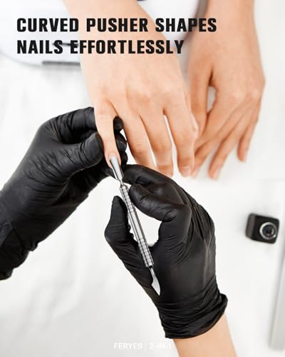2025 Upgraded Dual Head Cuticle Pusher Remover Tool - Curved & Chisel Edge Stainless Steel, Ergonomic Non-Slip Handle for Professional Salon & Home Manicure Nail Curved and Chisel Pusher tool