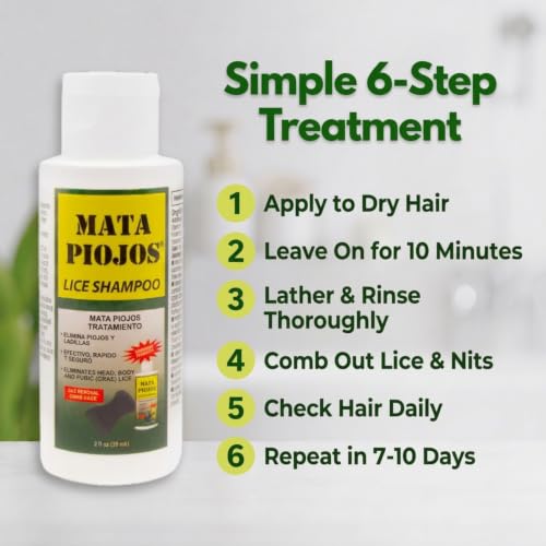Mata Piojos Lice Shampoo, Maximum Strength Treatment, 2-Pack