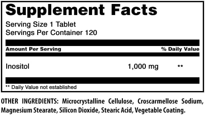 Amazing Formulas Inositol 1000mg Supplement | Tablets | Non-GMO | Gluten-Free | Made in USA (2 Pack, 120 Count) 1 Count (Pack of 1)