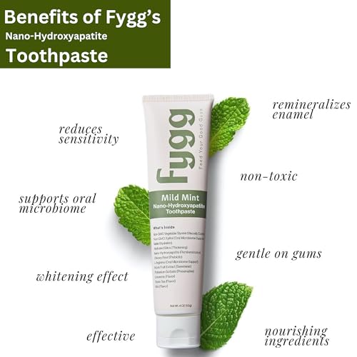Fygg Fluoride-Free Toothpaste – Mild Mint & Coconut (4oz) | Nano-Hydroxyapatite Formula for Sensitive Teeth, Whitening, and Enamel Repair