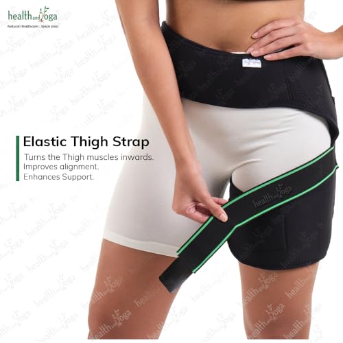 SoulGenie HealthAndYoga™ Extra Padded Hip Protection Belt-Pioneering Design Binder Support Brace to Reduce Falls, Hip Fracture, Injury-Rehab Aid for Post-Surgery Recovery-Free Size, Unisex (Left) Left