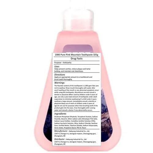 20th to 80th Himalayan Pink Salt Toothpaste Pump - 325g Pump Bottle, Natural Mint Flavor - Gentle Oral Hygiene with Natural Ingredients - Korean Cosmetic