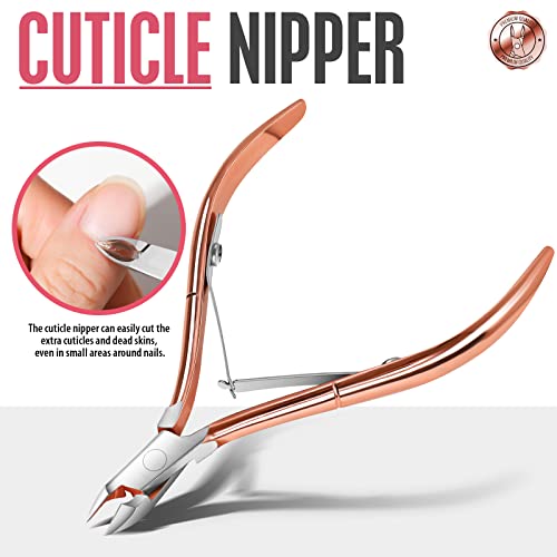 FANDAMEI Cuticle Trimmer, Cuticle Kit, Cuticle Pusher, Cuticle Nippers Rosegold