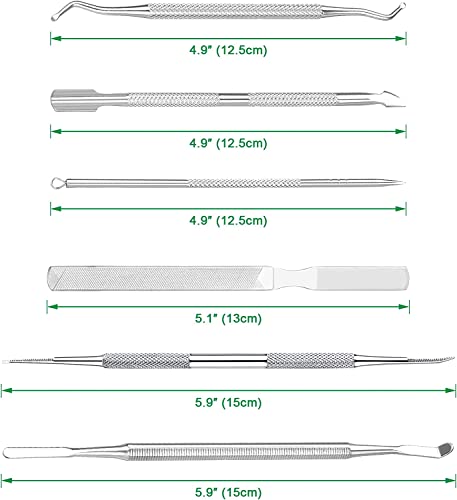 6-Pack Ingrown Toenail File and Lifters, Professional Surgical Stainless Steel Ingrown Toenail Removal Tool Kit, Manicure Treatment Pedicure Tools for Feet Under Nail Cleaner Correction Polish Pain 6-pack
