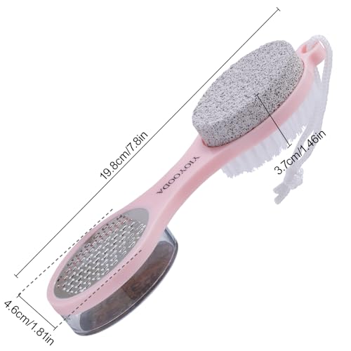Foot Scrubber Brush with Pumice Stone for Feet Callus Remover Pedicure Tool Pink