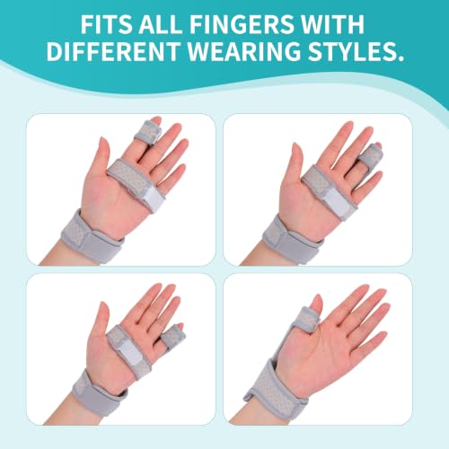 Single Trigger Finger Splint For Child, Aluminum Finger Brace Joint Stabilizer, Adjustable Composite Fabric Hand Brace and Wrist Brace Support for Middle, Index, Pinky or Ring Finger Support (Gray-M) Medium