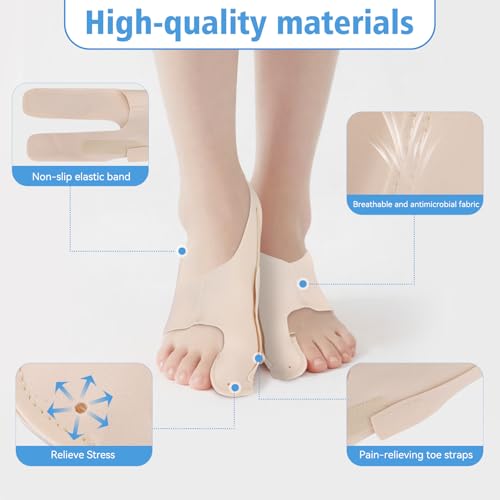 1 Pair Adjustable Bunion Support Sleeve, Unisex Hallux Valgus Foot Care Aid, Wearable Toe Guard in Shoes, Daily and Night Use (Large) Large